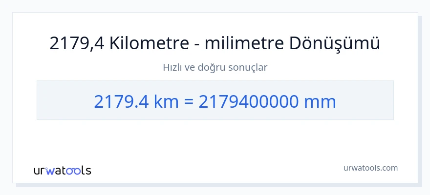2179.4 kilometre'den milimetre'e dönüşüm