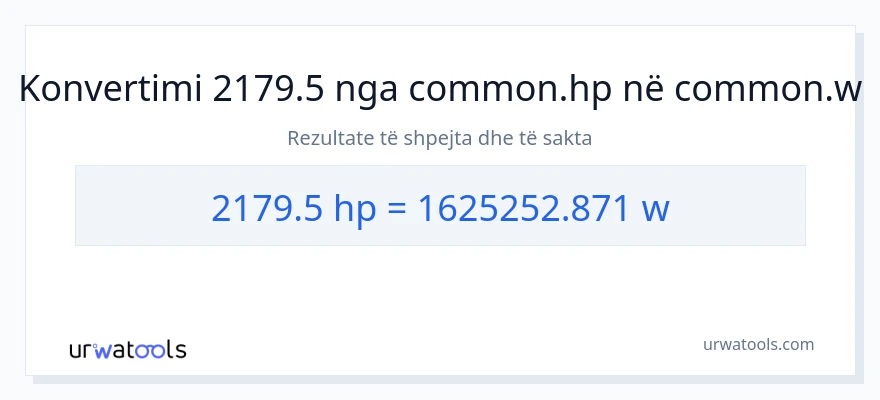 Konvertimi 2179.5 kuajfuqi në vat