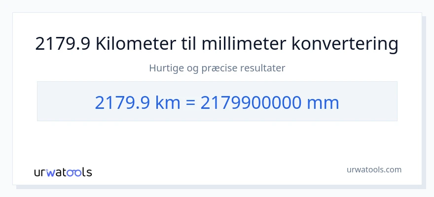 2179.9 kilometer til millimeter konvertering
