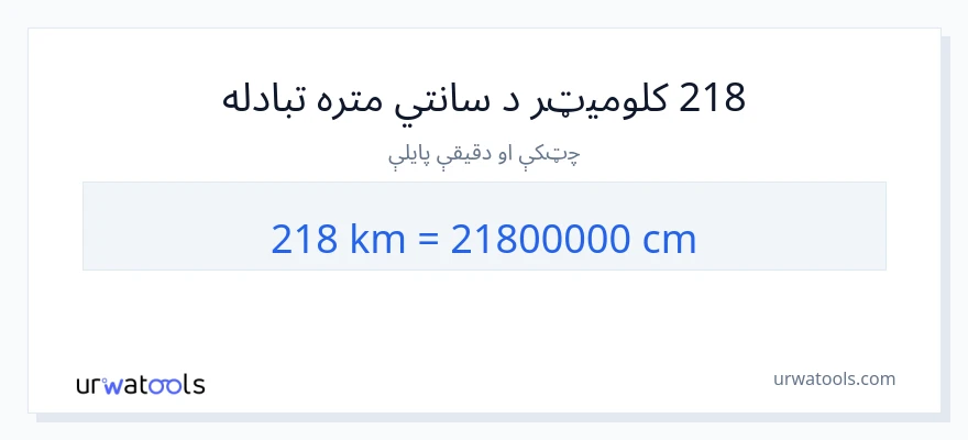 218 کیلومتره ته سانتي متره بدلون
