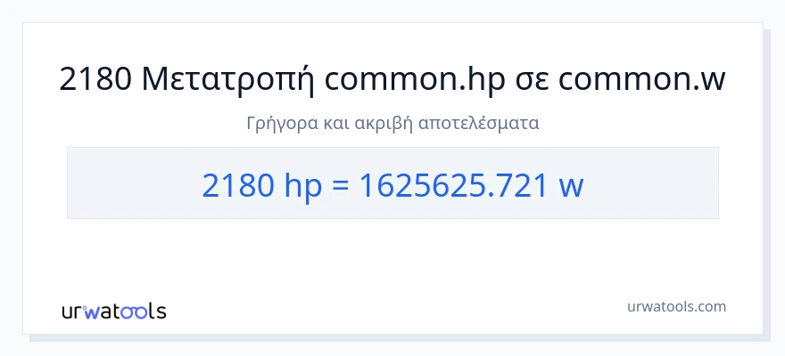 Μετατροπή 2180 ιπποδύναμη σε βατ