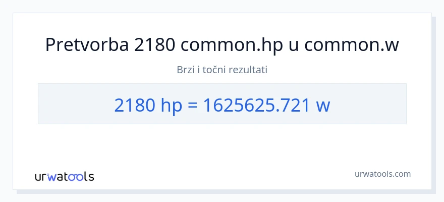 Konverzija od konjske snage do vati: 2180