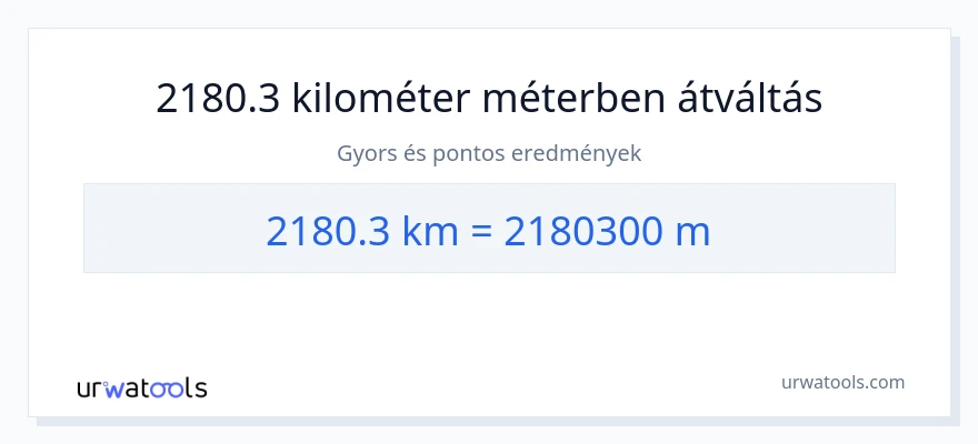 2180.3 kilométer - Méterek konverzió