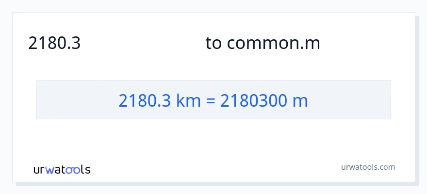 2180.3 கிலோமீட்டர்கள் இலிருந்து மீட்டர்கள் வரை மாற்றம்