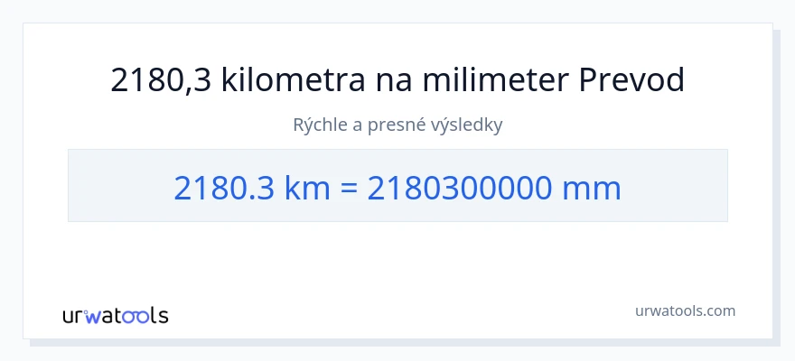 Konverzia z kilometre na milimetre: 2180.3