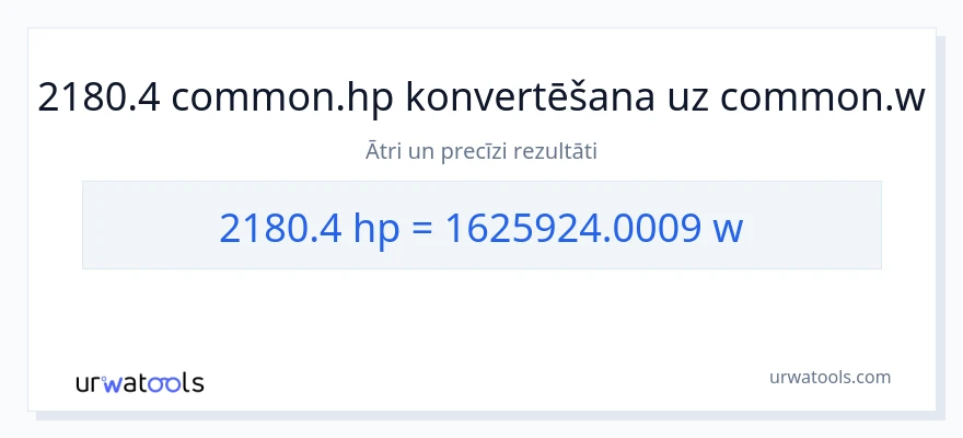 2180.4 zirgspēki uz vati konversiju