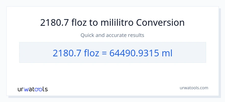 2180.7 mga onsa ng likido patungong mga mililitro na conversion