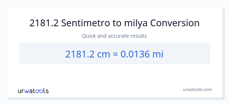 2181.2 Mga Sentimetro patungong milya na conversion
