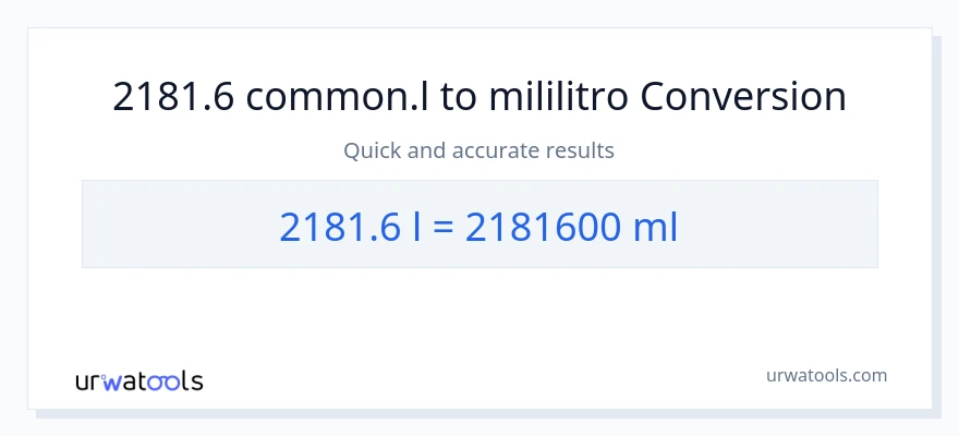 2181.6 Liters patungong mga mililitro na conversion