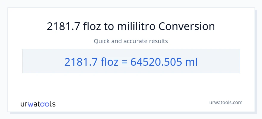 2181.7 mga onsa ng likido patungong mga mililitro na conversion