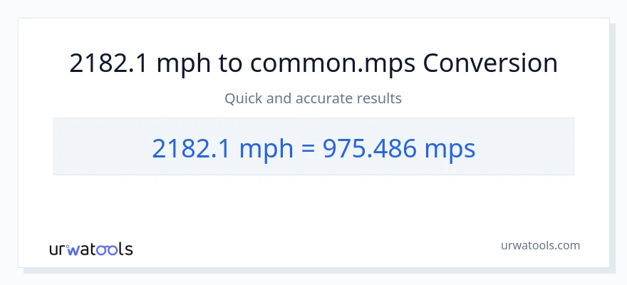 2182.1 milya kada oras patungong Meters Per Second na conversion
