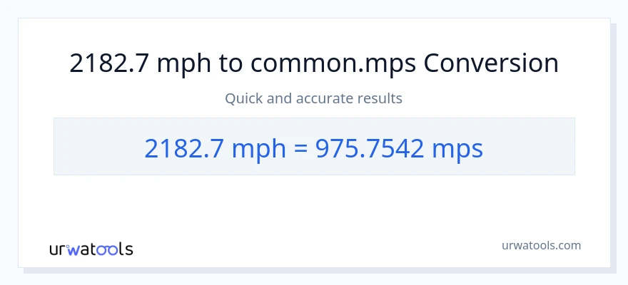 2182.7 milya kada oras patungong Meters Per Second na conversion