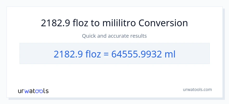 2182.9 mga onsa ng likido patungong mga mililitro na conversion