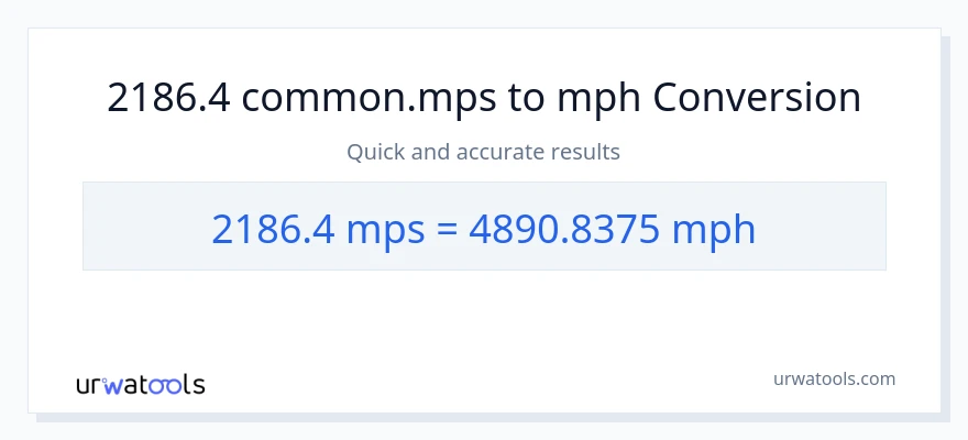 2186.4 Meters Per Second patungong milya kada oras na conversion