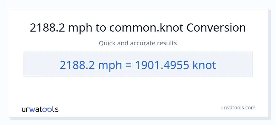2188.2 milya kada oras patungong Knots na conversion