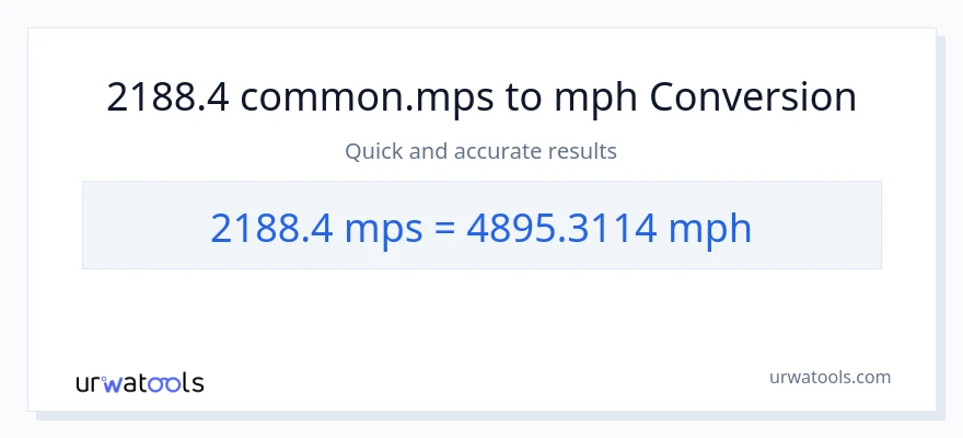 2188.4 Meters Per Second patungong milya kada oras na conversion