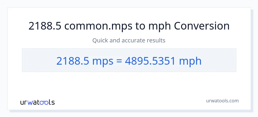 2188.5 Meters Per Second patungong milya kada oras na conversion