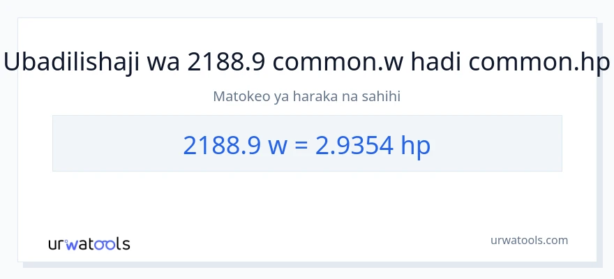 Ubadilishaji wa 2188.9 wati hadi farasi