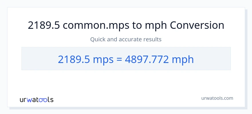 2189.5 Meters Per Second patungong milya kada oras na conversion