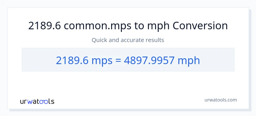 2189.6 Meters Per Second patungong milya kada oras na conversion