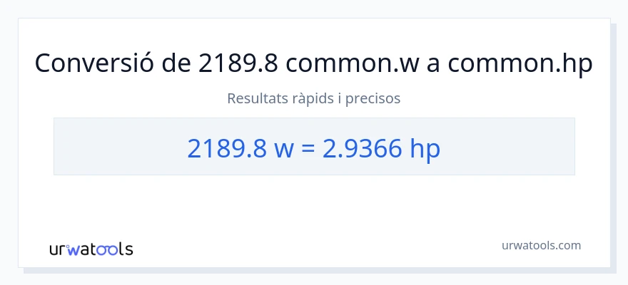 Conversió de 2189.8 watts a cavalls de força