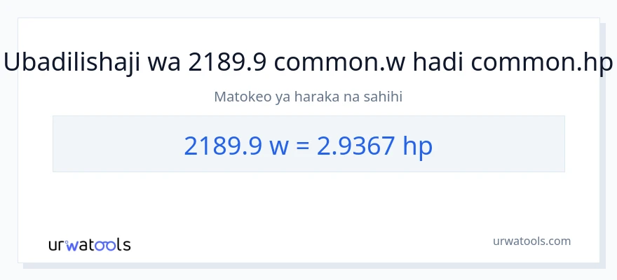 Ubadilishaji wa 2189.9 wati hadi farasi