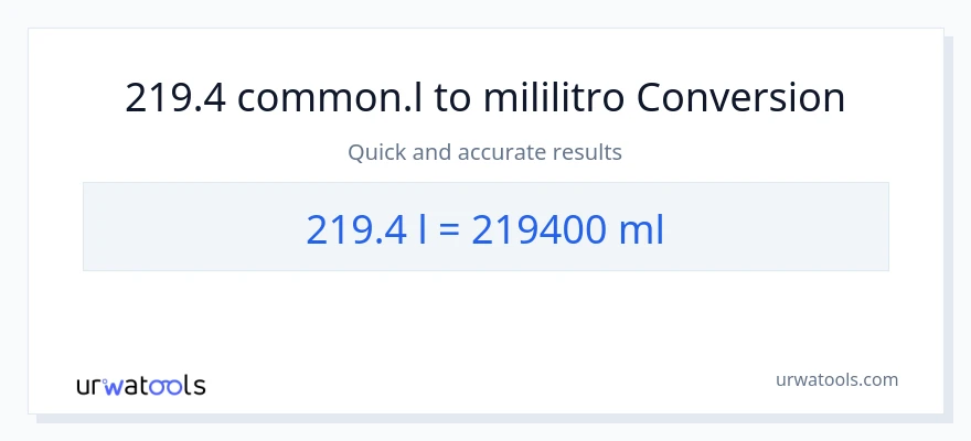 219.4 Liters patungong mga mililitro na conversion