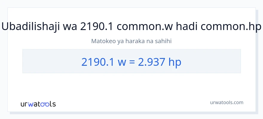 Ubadilishaji wa 2190.1 wati hadi farasi