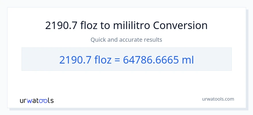 2190.7 mga onsa ng likido patungong mga mililitro na conversion