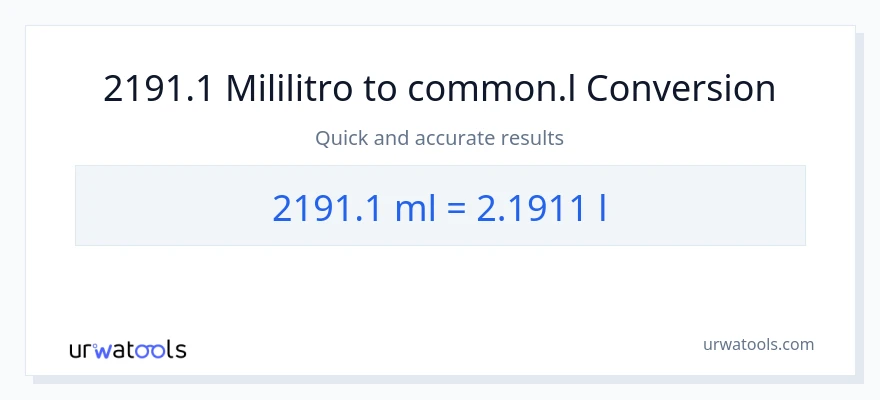 2191.1 mga mililitro patungong Liters na conversion