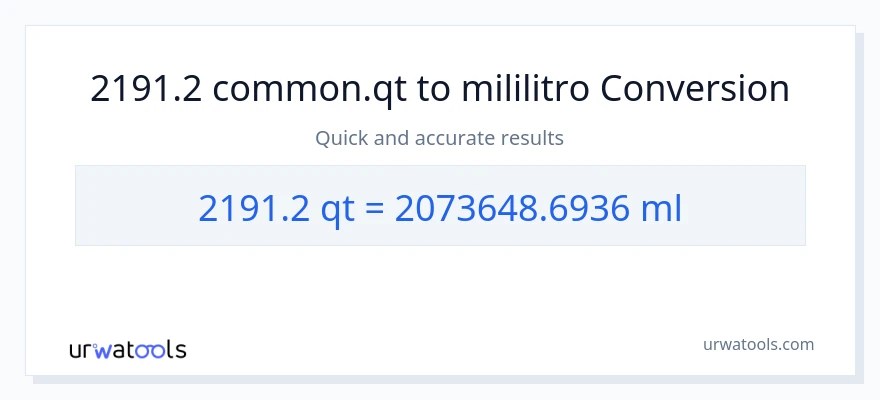 2191.2 Quarts patungong mga mililitro na conversion