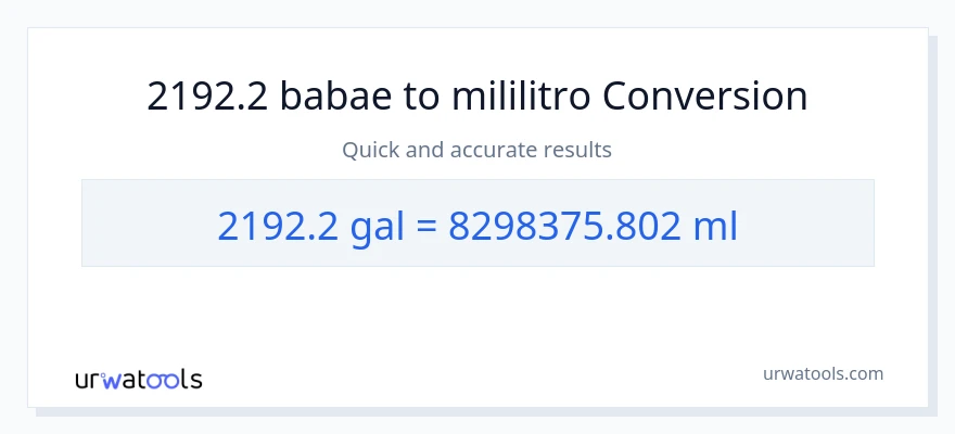 2192.2 Mga galon patungong mga mililitro na conversion