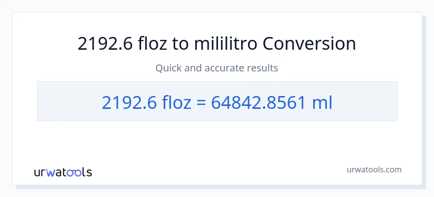 2192.6 mga onsa ng likido patungong mga mililitro na conversion