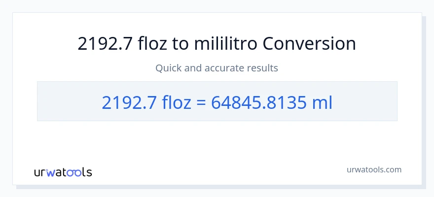 2192.7 mga onsa ng likido patungong mga mililitro na conversion