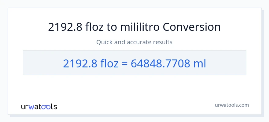 2192.8 mga onsa ng likido patungong mga mililitro na conversion