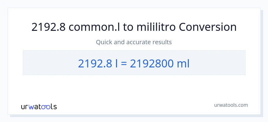 2192.8 Liters patungong mga mililitro na conversion
