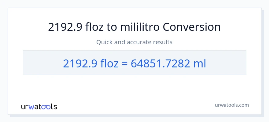 2192.9 mga onsa ng likido patungong mga mililitro na conversion