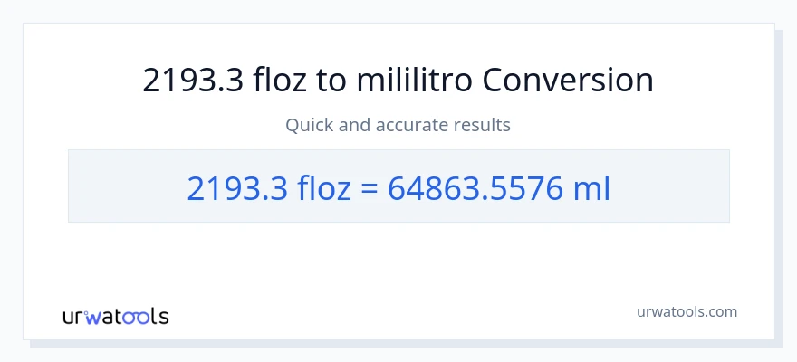 2193.3 mga onsa ng likido patungong mga mililitro na conversion