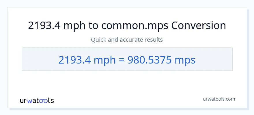 2193.4 milya kada oras patungong Meters Per Second na conversion