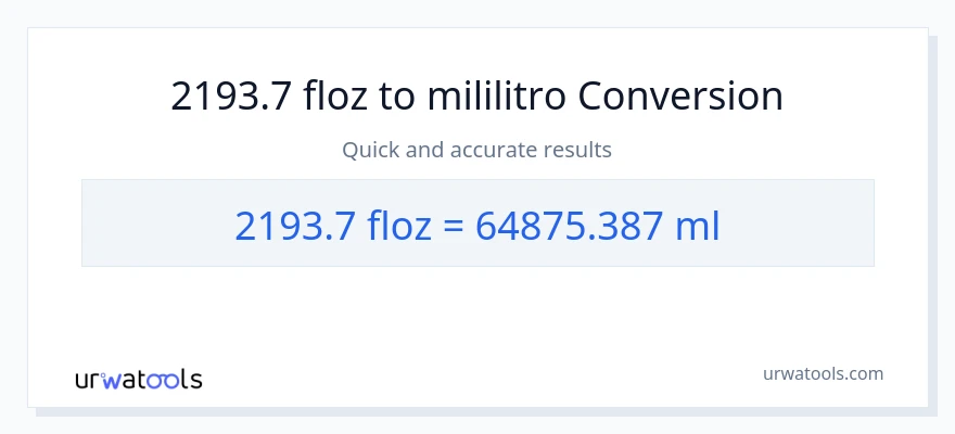 2193.7 mga onsa ng likido patungong mga mililitro na conversion