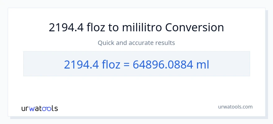 2194.4 mga onsa ng likido patungong mga mililitro na conversion