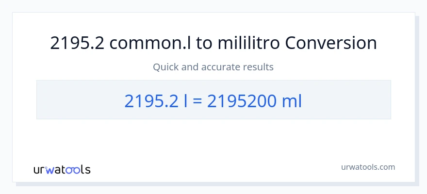 2195.2 Liters patungong mga mililitro na conversion