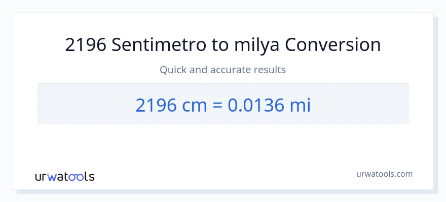 2196 Mga Sentimetro patungong milya na conversion