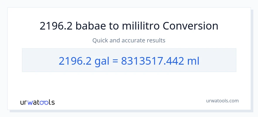 2196.2 Mga galon patungong mga mililitro na conversion