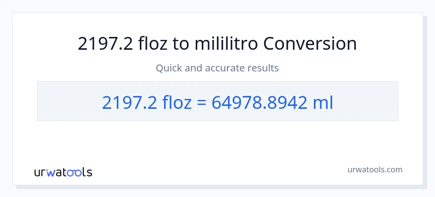 2197.2 mga onsa ng likido patungong mga mililitro na conversion