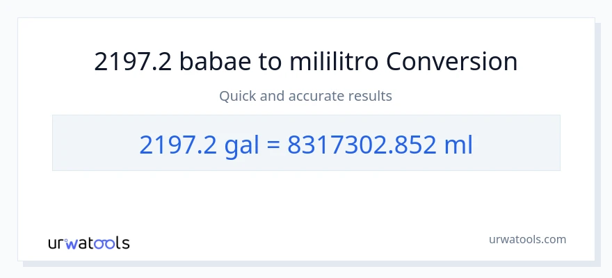 2197.2 Mga galon patungong mga mililitro na conversion