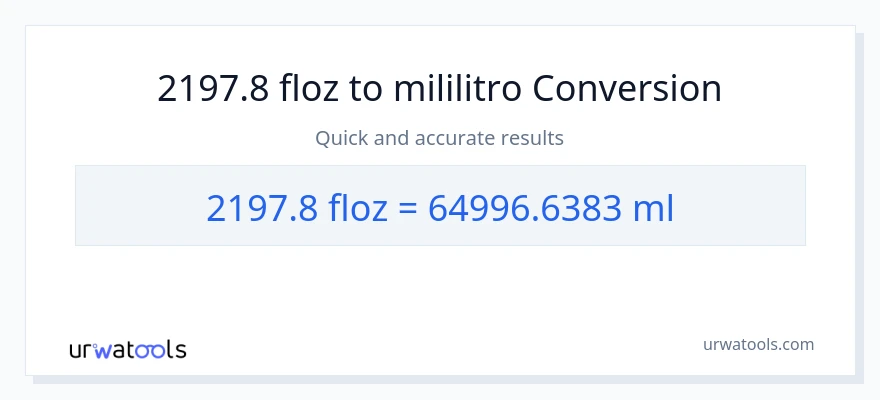 2197.8 mga onsa ng likido patungong mga mililitro na conversion