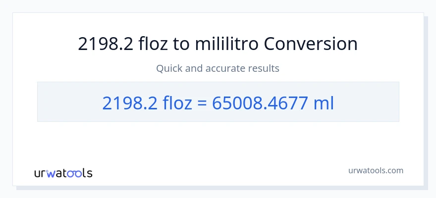 2198.2 mga onsa ng likido patungong mga mililitro na conversion