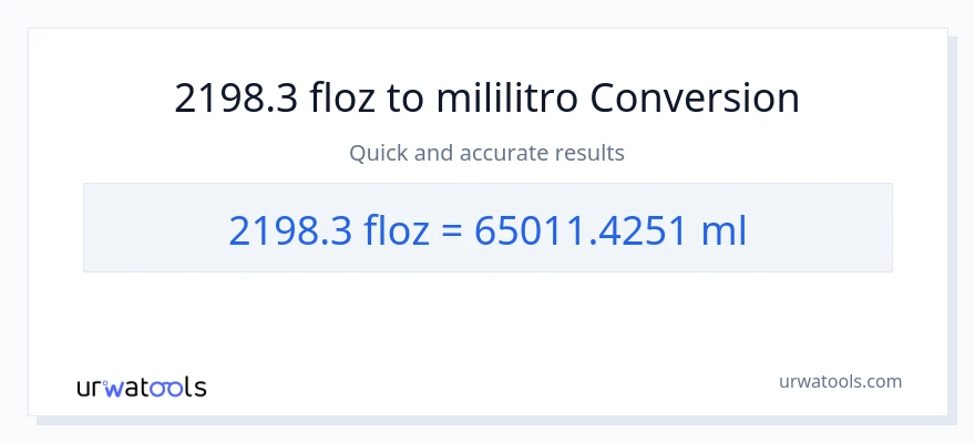 2198.3 mga onsa ng likido patungong mga mililitro na conversion