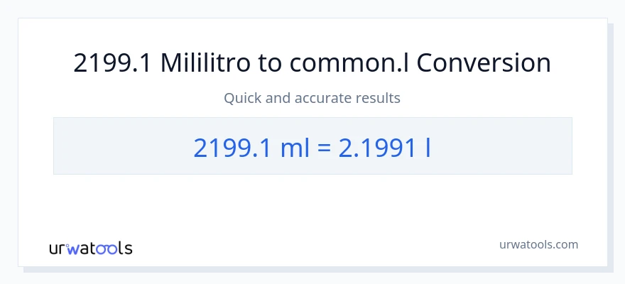 2199.1 mga mililitro patungong Liters na conversion